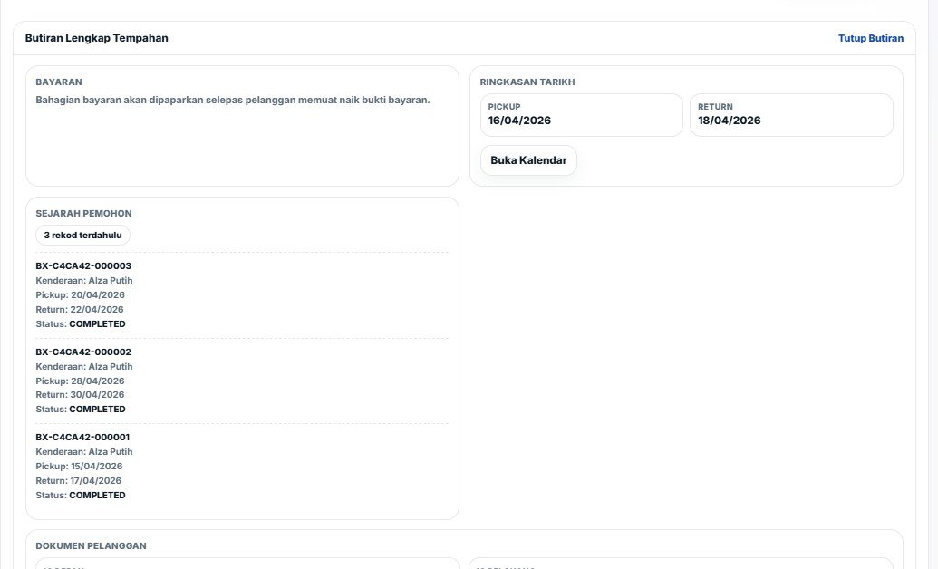 Screenshot sejarah pelanggan